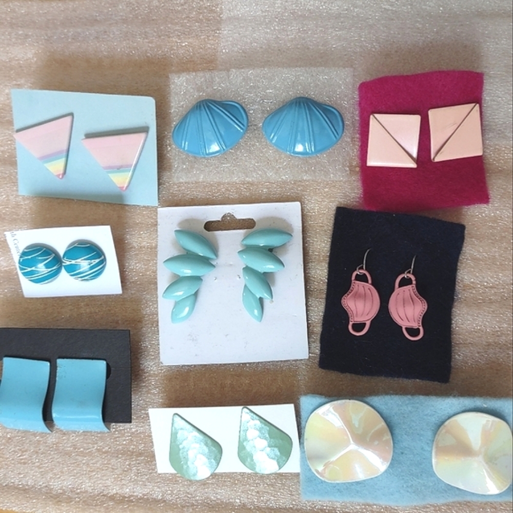Lot of 9 Pr Vintage Pierced Earrings